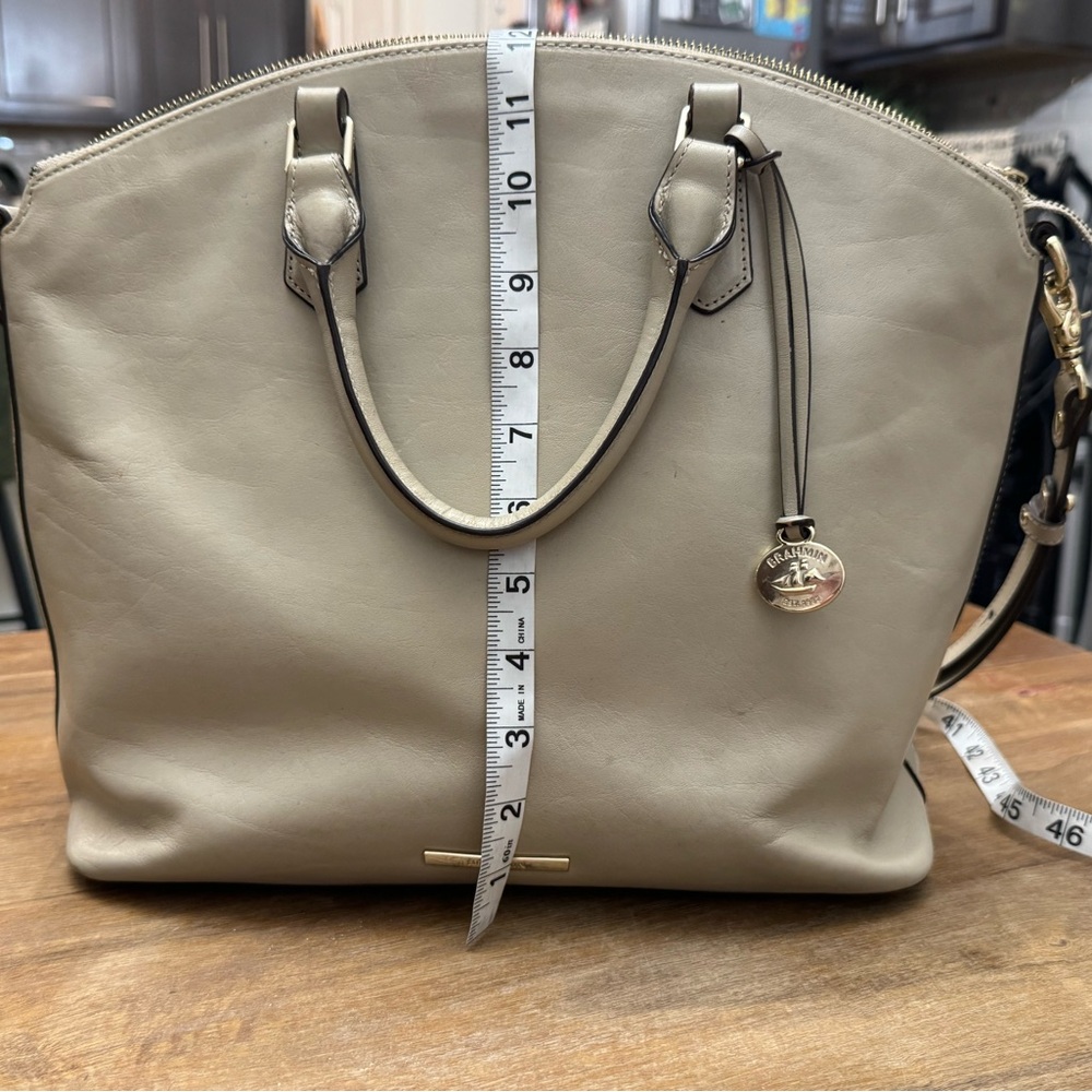 Brahmin Large Smooth Leather Duxbury Satchel/Shoulder Bag in Sand Topsail - Picture 9 of 11
